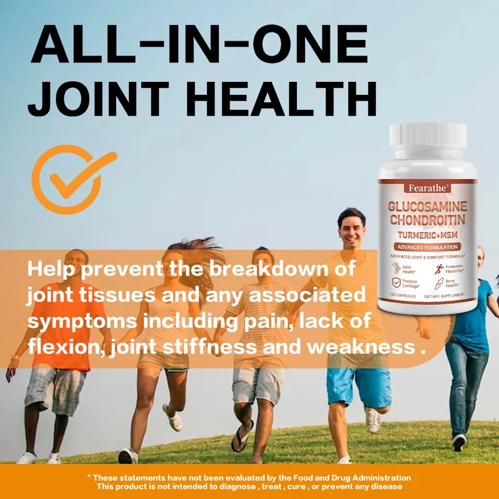 Glucosamine Chondroitin Turmeric + MSM Supplement - Joint Pain Relief, Immunity, Anti-Inflammation, Joint and Cartilage Health