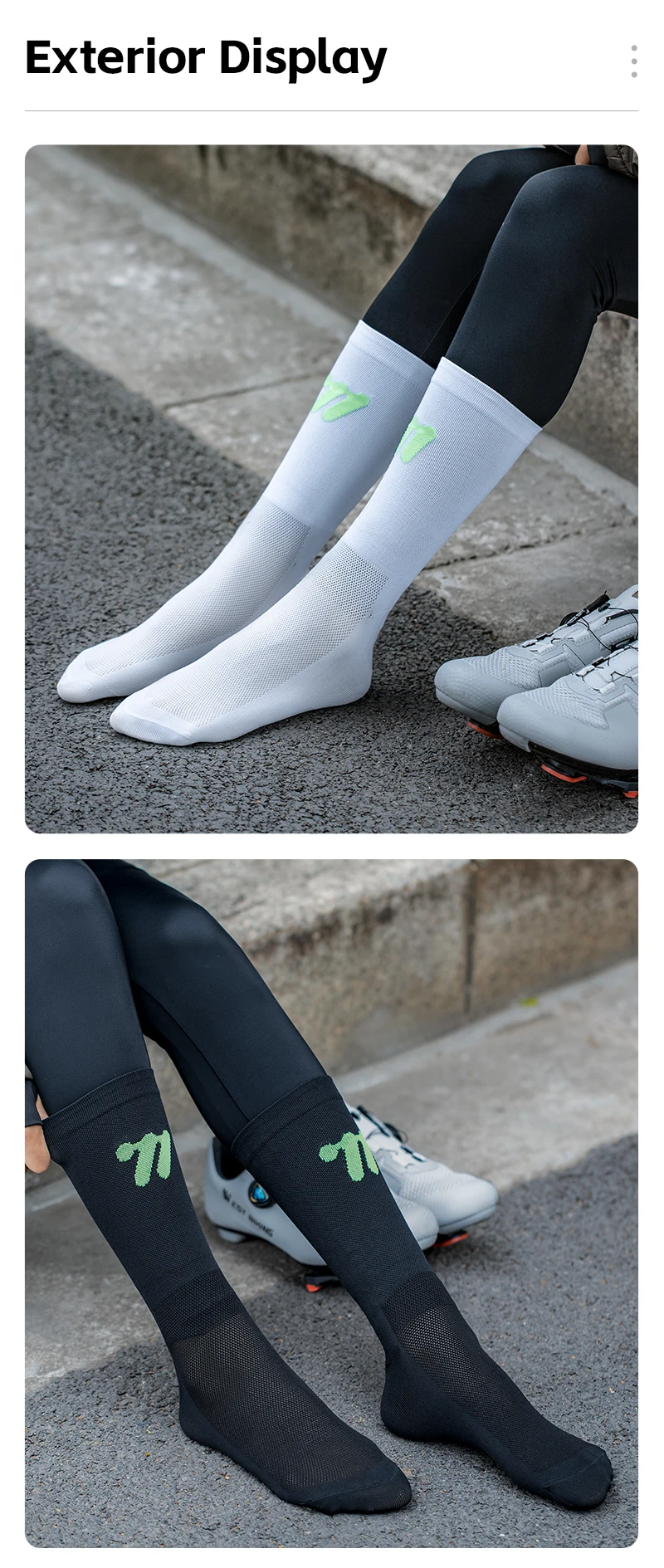WEST BIKING Fahrradsocken Atmungsaktiv Hochelastisch Leuchtend Nacht-Fahrradsocken für Männer Frauen Outdoor-Sport-Fußbekleidung 1/2/3 Paar – Detail 14