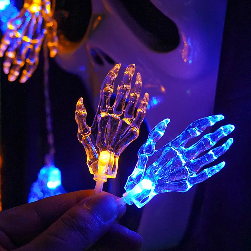 ไฟสายคล้องมือลายผีฮาโลวีนไฟ LED ตกแต่งห้องในร่มไฟกลางแจ้งใช้แบตเตอรี่ USB L001