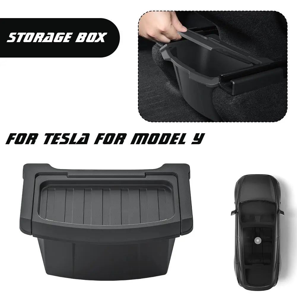 

2025 Rear Seat Storage Box TPE For Tesla Model Y Juniper / Launch Organizer Car Accessories Under Seats Storage Tray Trash Can