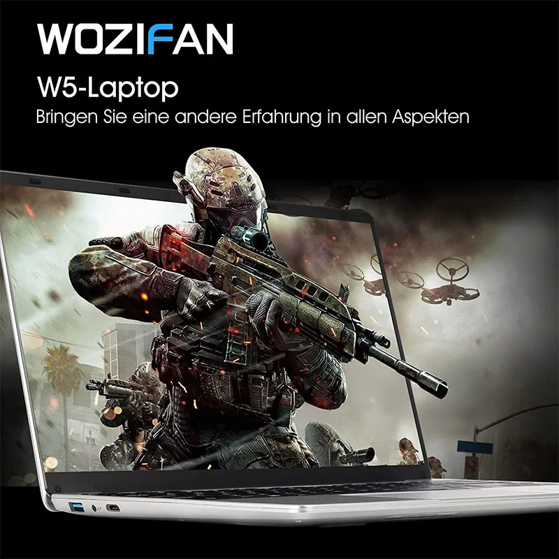 Wozifan Laptop 14 "Windows Intel 64GB ROM Support Extended SSD 1TB 6GB Lightweight Laptop FHD1080 2.4G+5G WiFi BT4.2 HDMI Silver