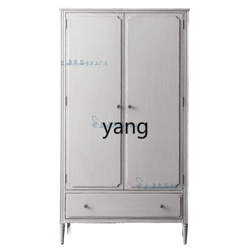 

TGF American solid wood wardrobe simple flat cabinet French retro white furniture
