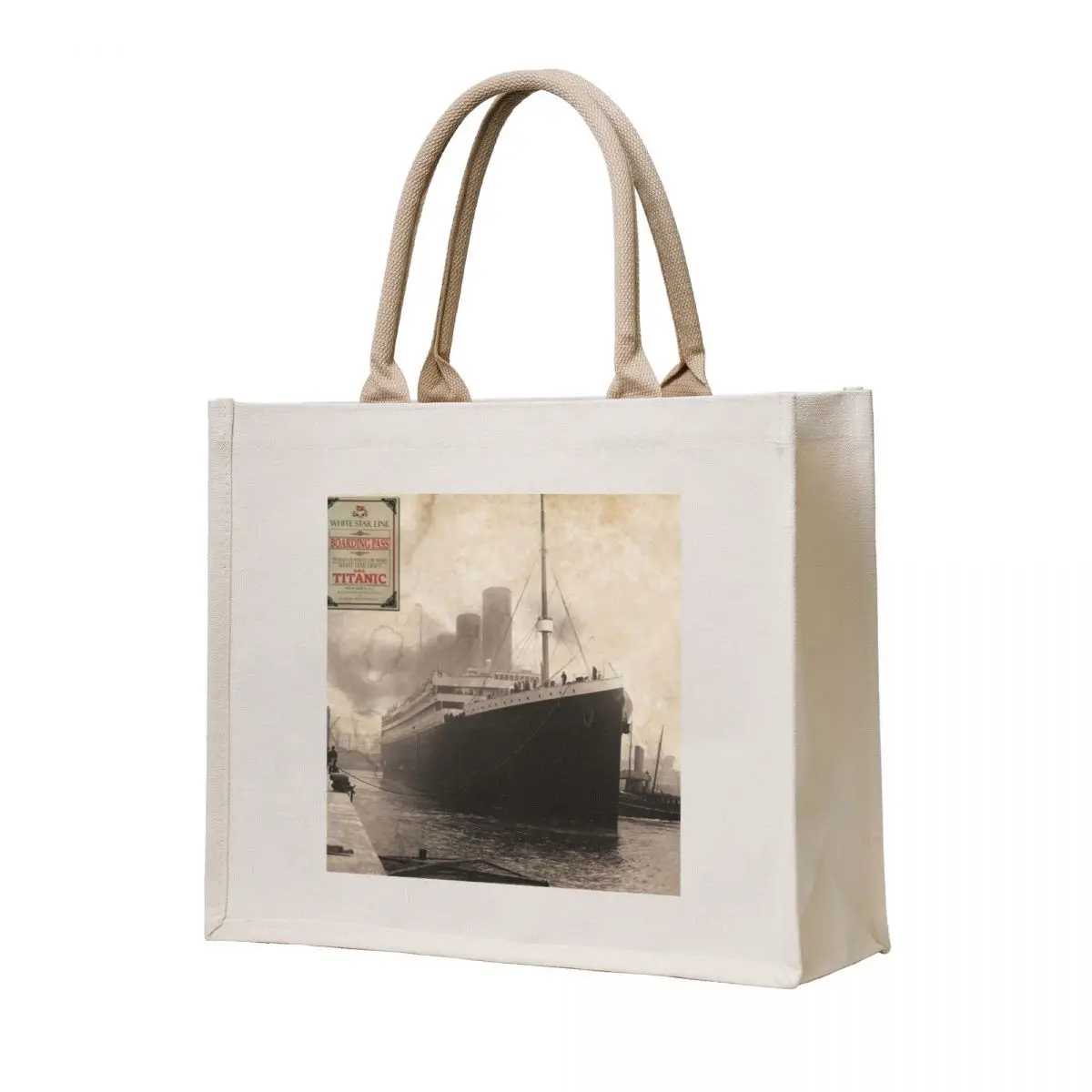 

RMS Titanic Ship Vintage with Boarding Pass Tote Bag Portable shopping bag Lady bags shopper bag women canvas