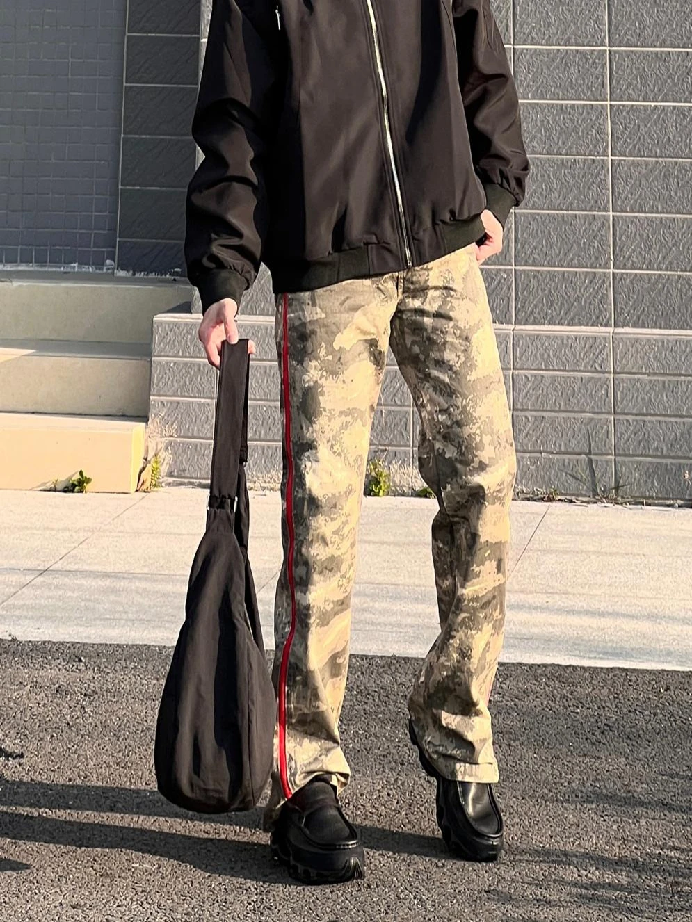 

Мужские джинсы прямого кроя в стиле ретро с американским колоритом, с эффектом потертости, камуфляжные, с боковой молнией, повседневные, молодежные, модные, длинные брюки