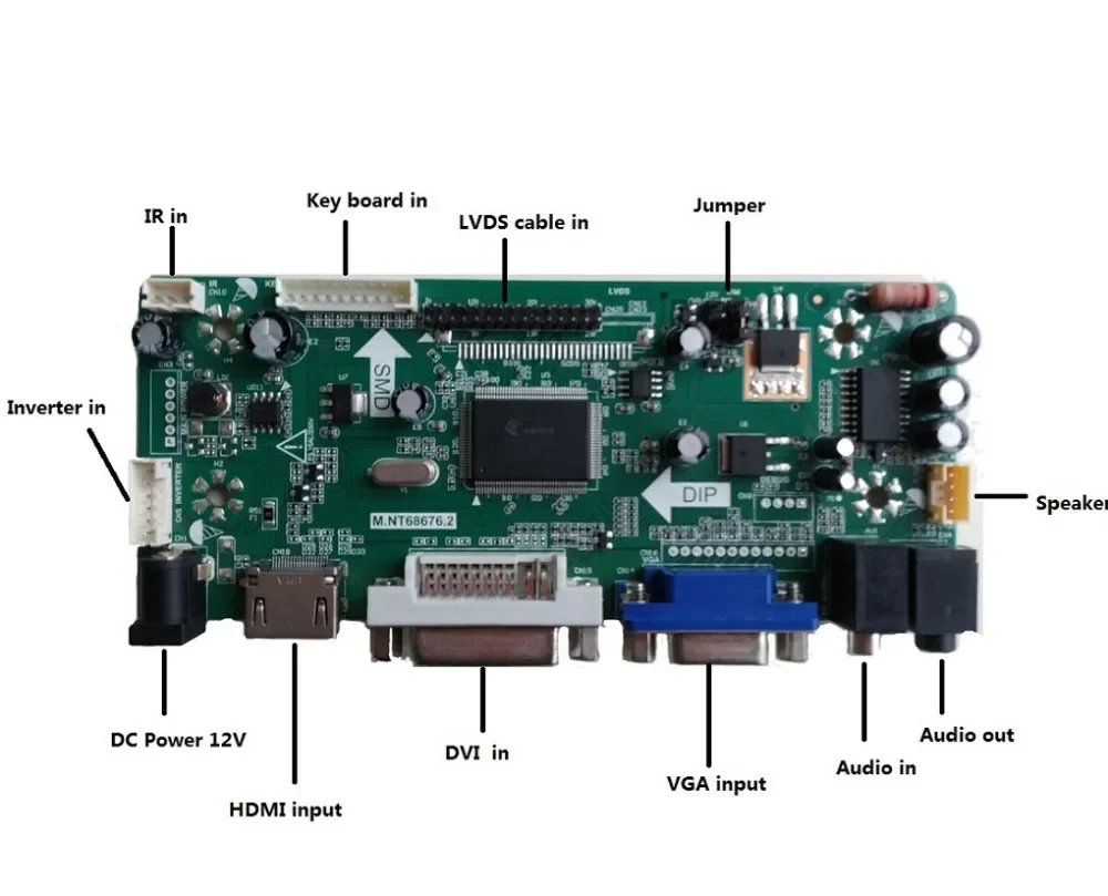 Njytouch m. nt68676.2 a HDMI DVI VGA audio LCD Controller Board per LTN156AT03 LTN156AT03 – 001 1366 x 768