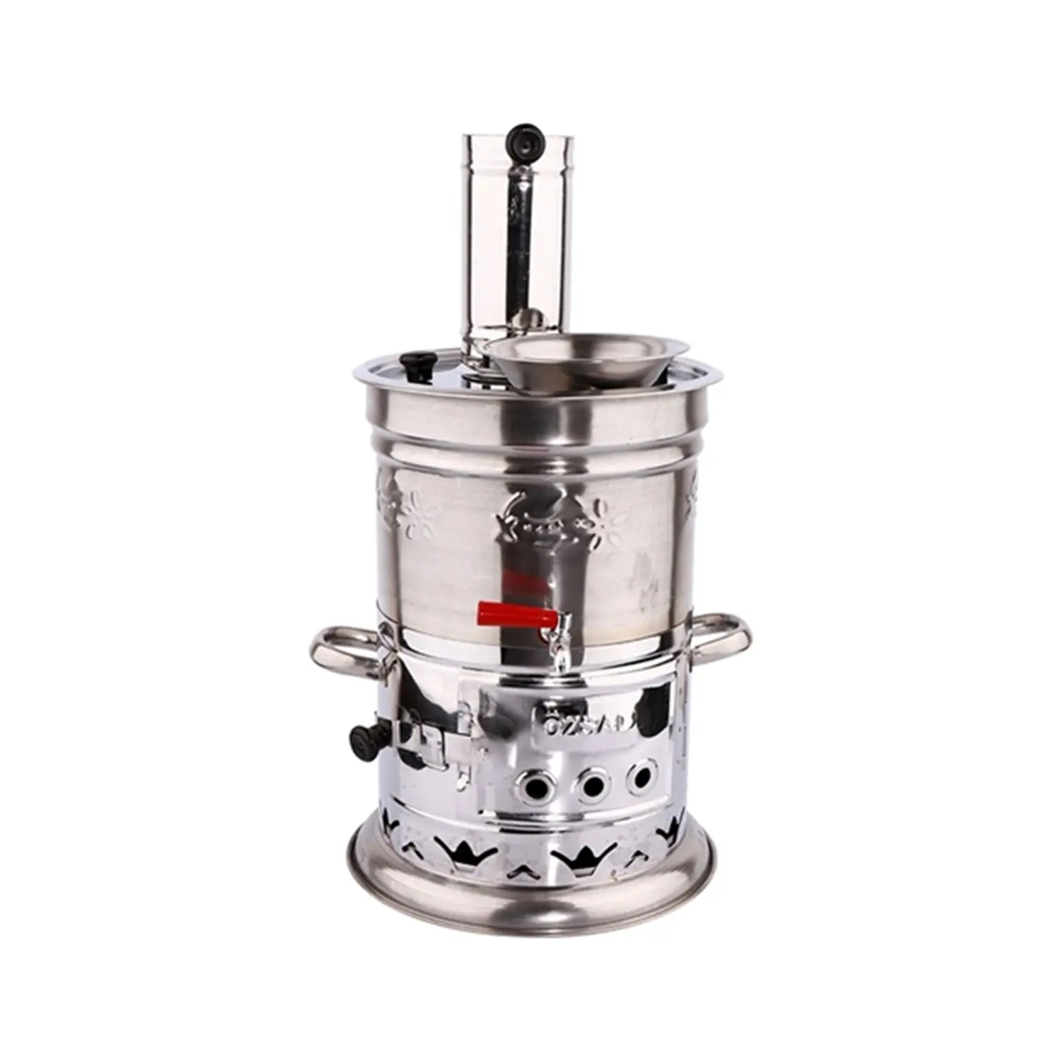 Stainless Steel Samovar Wood Burning Charcoal Camping Stove Tea Kettle Outdoor Tableware Camping Accessories Coffee Machine