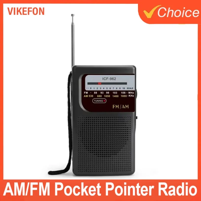 Outdoor Radio Stereo Radio ICF-962 AM/FM Pocket Pointer Radio 2 x AA Battery Operated for Indoor Outdoor Camping Emergency Us
