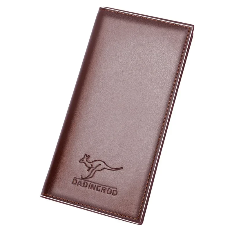 Cartera larga de cuero PU para Hombre, monedero Vintage, tarjetero para tarjetas de identificación, monedero para Hombre