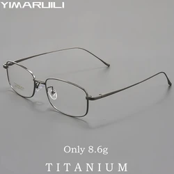 YIMARUILI Ultralight Business Pure Titanium Men's Eyeglasses Frames Simple Square Optical Prescription Eyewear Framework 8027T