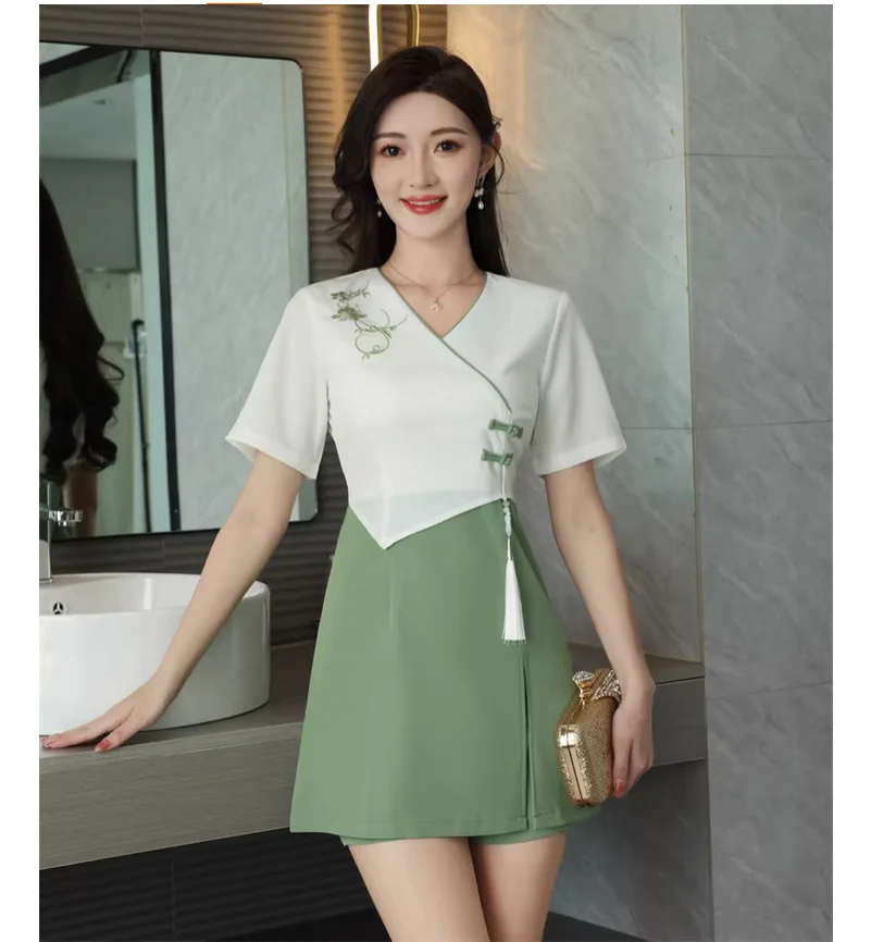 Foot massage female technician dress beauty salon work uniform