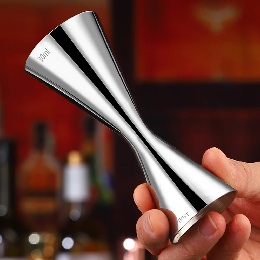 Stainless Steel Cocktail Jigger, Medição dupla cabeça, ferramenta Home Bar Party Club, 30 45ml, 1 2oz