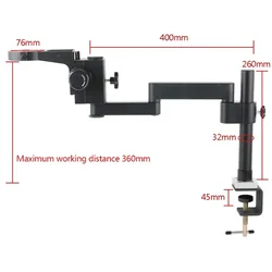 Rotating Folding Arm Microscope Rripod Articulating Clamp Stand 76mm Trinocular Bracket 50mm Zoom C Mount Lens Focus Holder