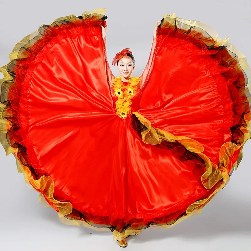 New Women Opening Dance Costume Female Spanish Big Swing Dress Stage Performance Clothing Dancing National Costume Adult Suit