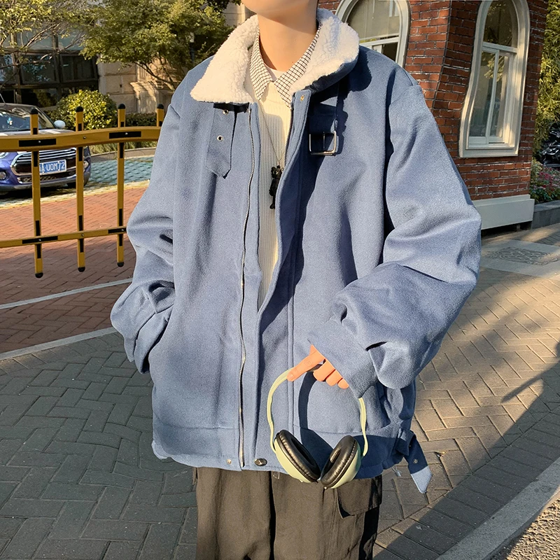 Short Style Parkas Men Streetwear Outwear Japanese Ins Fashion Cropped Winter Warm Handsome Solid Simple Casual All-match Daily