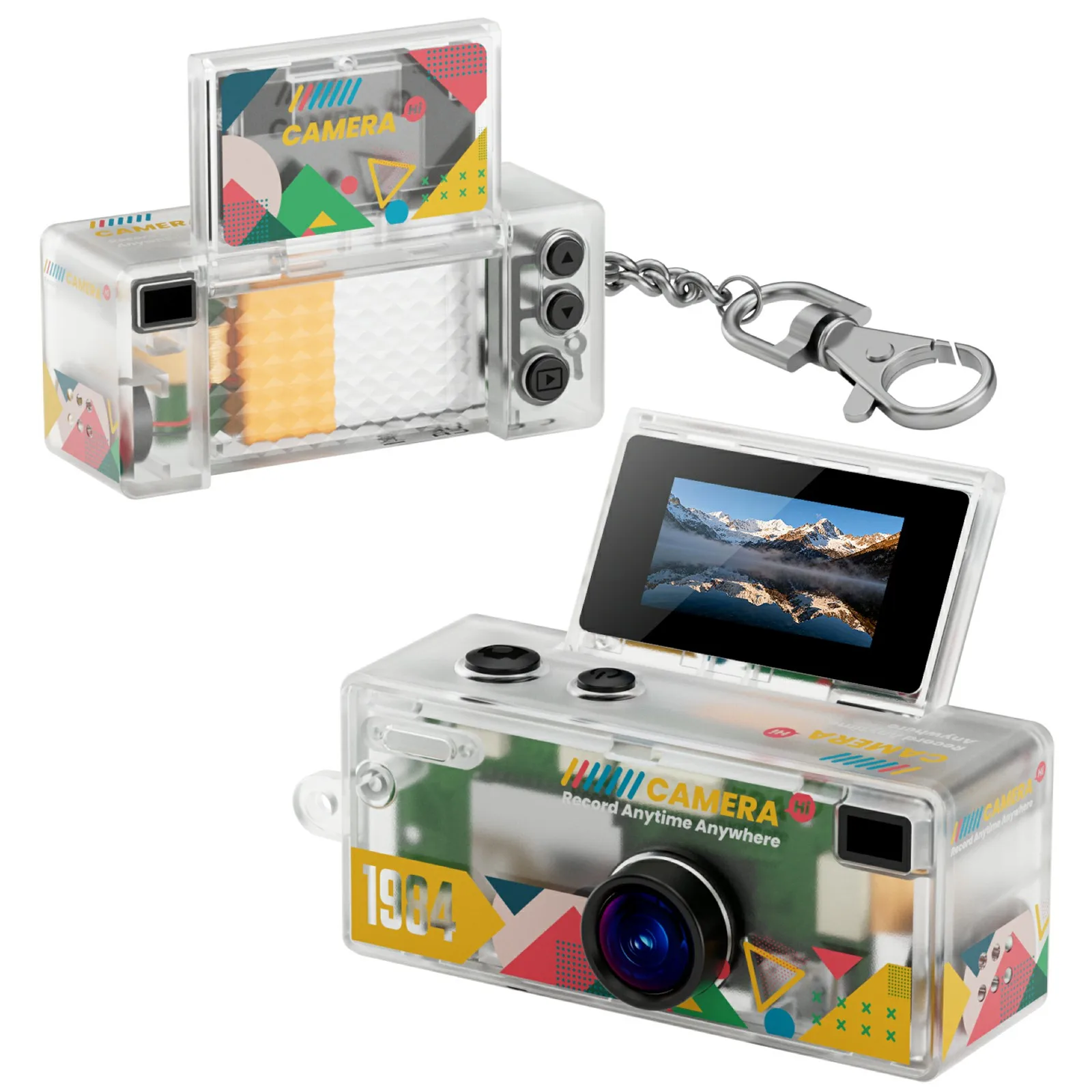 Retro Digitalkamera 0,96 Zoll Klappbildschirm CCD-Kamera Schlüsselanhänger-Kamera 1080P HD Daumenkamera Camcorder Videorekorder mit Blitz