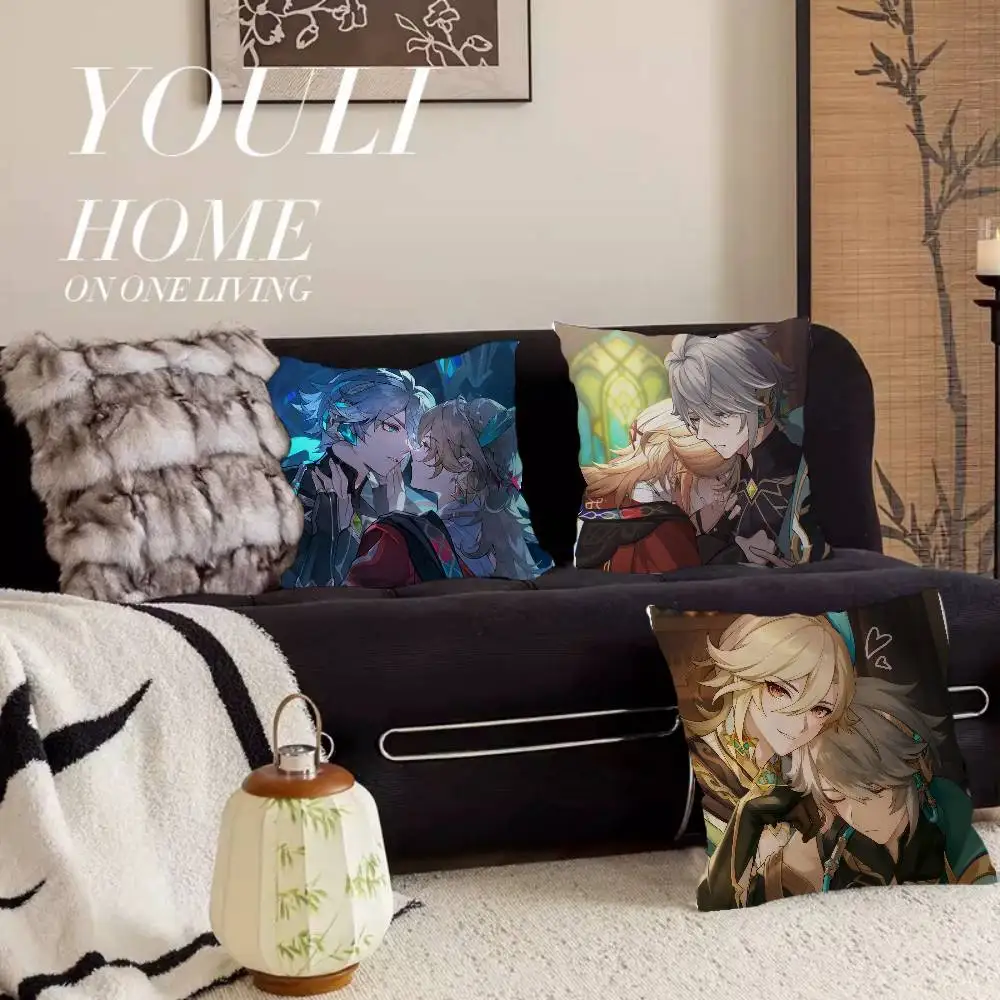 Genshin Impact Kaveh Alhaitham Cushion Cover Inches Farmhouse Decor Home Throw Pillow Covers for Couch Decorations