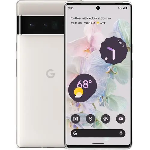 Google / Pixel 6 Pro / * / Cloudy White /Unlocked/ 256GB / Fair Genuine Original Refurbished, Free Charging Cable Included