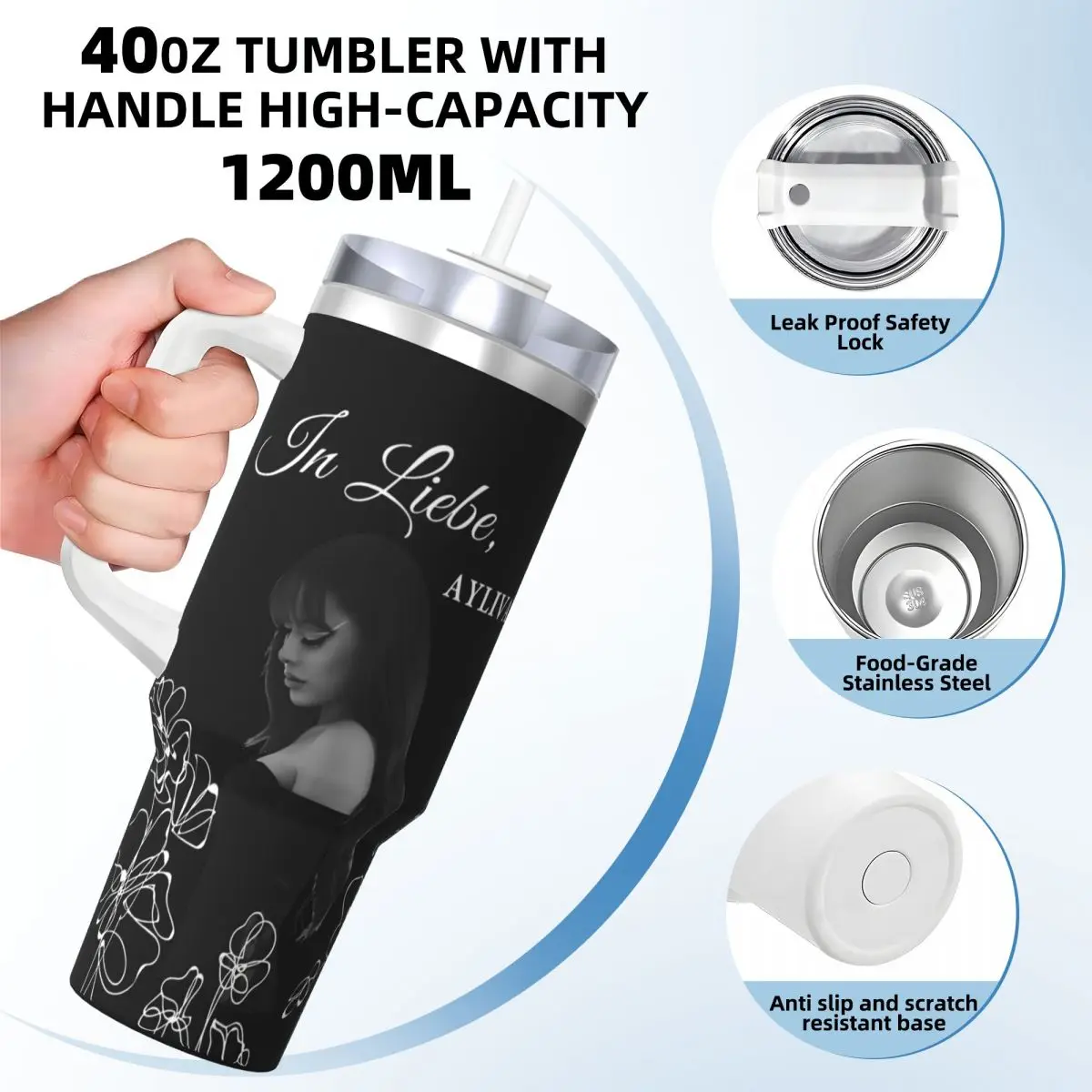 Stainless Steel Tumbler Ayliva In Liebe Flower Thermal Mug Keep Heat Hot Drinks Mugs Cup Beach Custom DIY Water Bottle