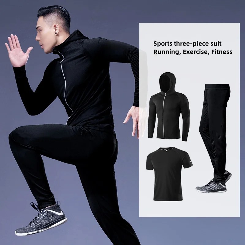 

Running Quick-Drying Sports Suit Men's 3-Piece Fitness Clothing Men Gym Clothes Loose Casual Morning Running Training Tracksuit