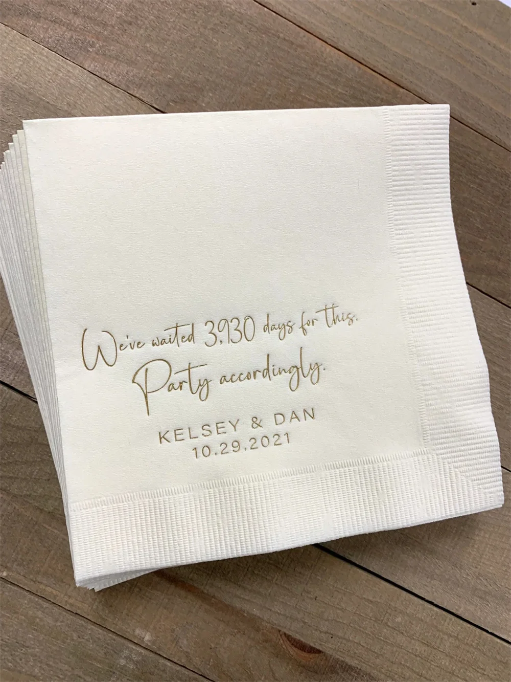 

50PCS Personalized Napkins Wedding Napkins Custom Monogram We waited for this Dinner Beverage Cocktail Luncheon Dinner Guest Tow