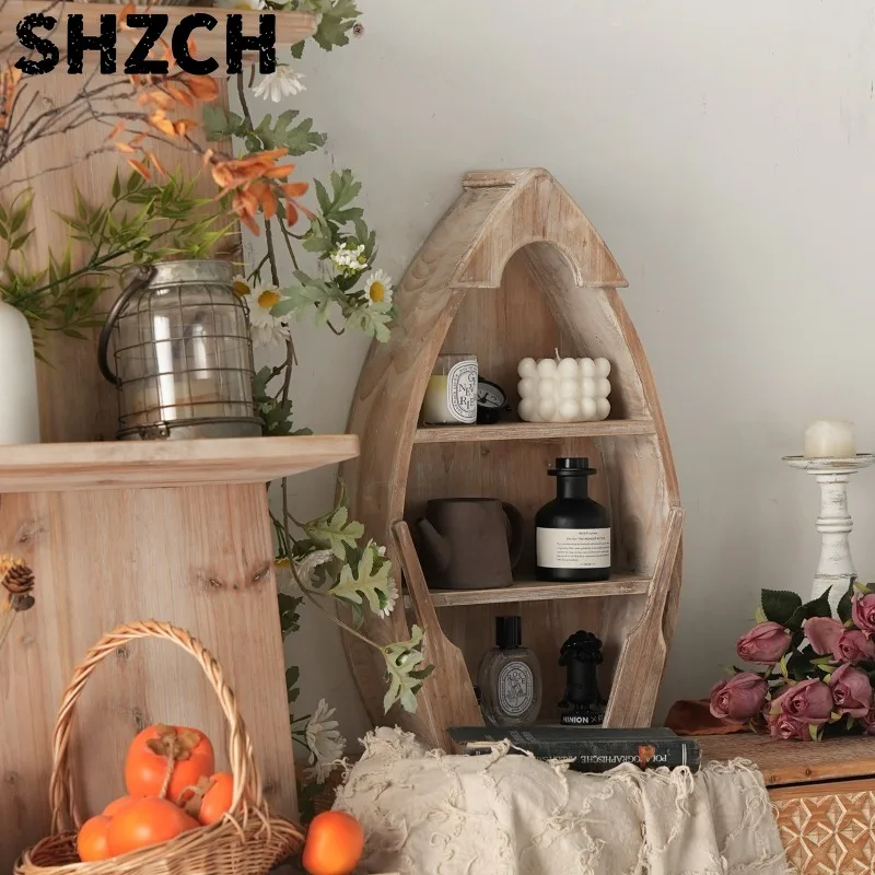 Solid Wood Storage Shelf Creative Entryway Floating Cabinet Background Display Board Multifunctional Wall Organizer for Hall
