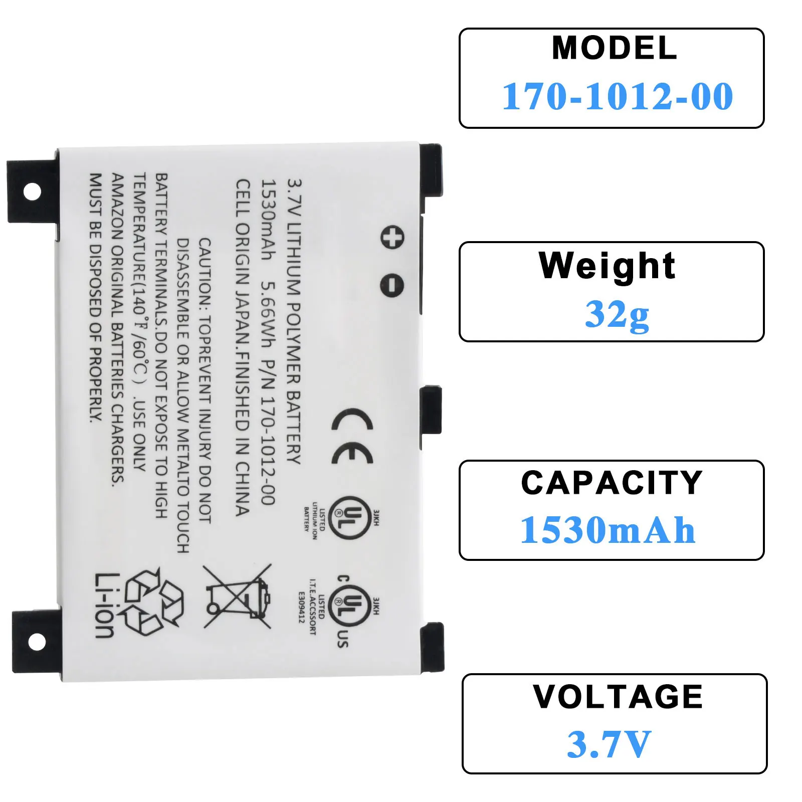 

S11S01A Kindle E-reader Battery 1530mAh,K2 170-1012-00 E-book Reader Li-ion Batteries for Kindle2 D00511 B002 B003 D00701 D00801
