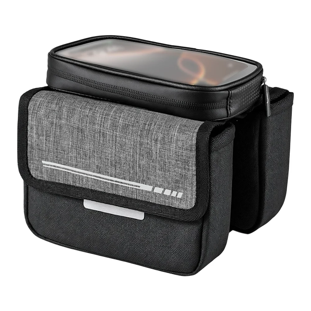 For top Tube Bike Bag with Dual Compartment Layout and Touchscreen Ready Window for Seamless Phone Interaction