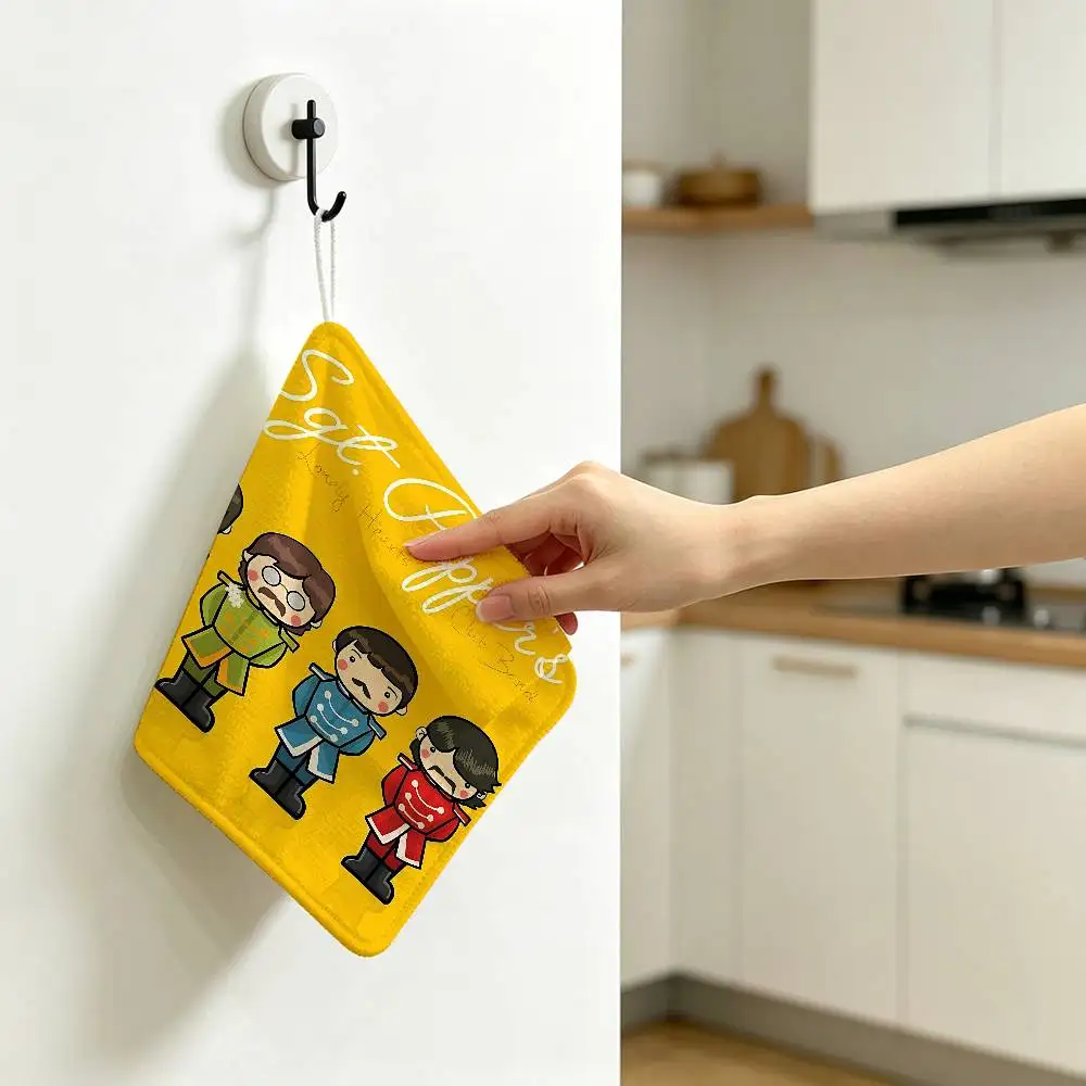 The B-Beatles Band Polyester Cotton Hand Wiping Towel, Anti-shrink Hanging Kitchen Cloth for Household Cleaning