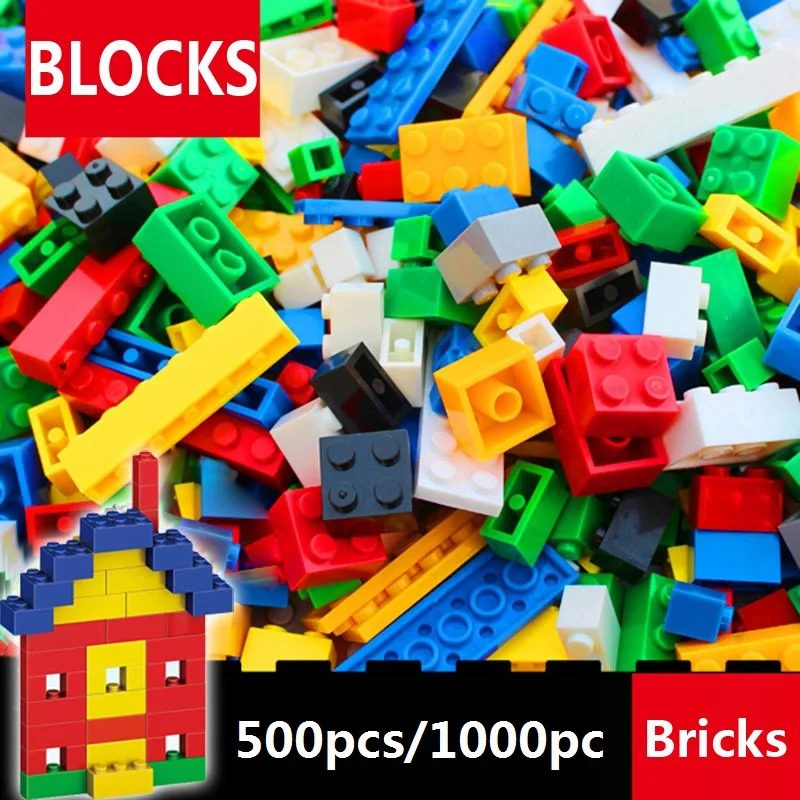 500/1000 Pieces Building Blocks DIY Bricks Small Size Assembly Models Figures Educational Toys for Children Compatible Blocks