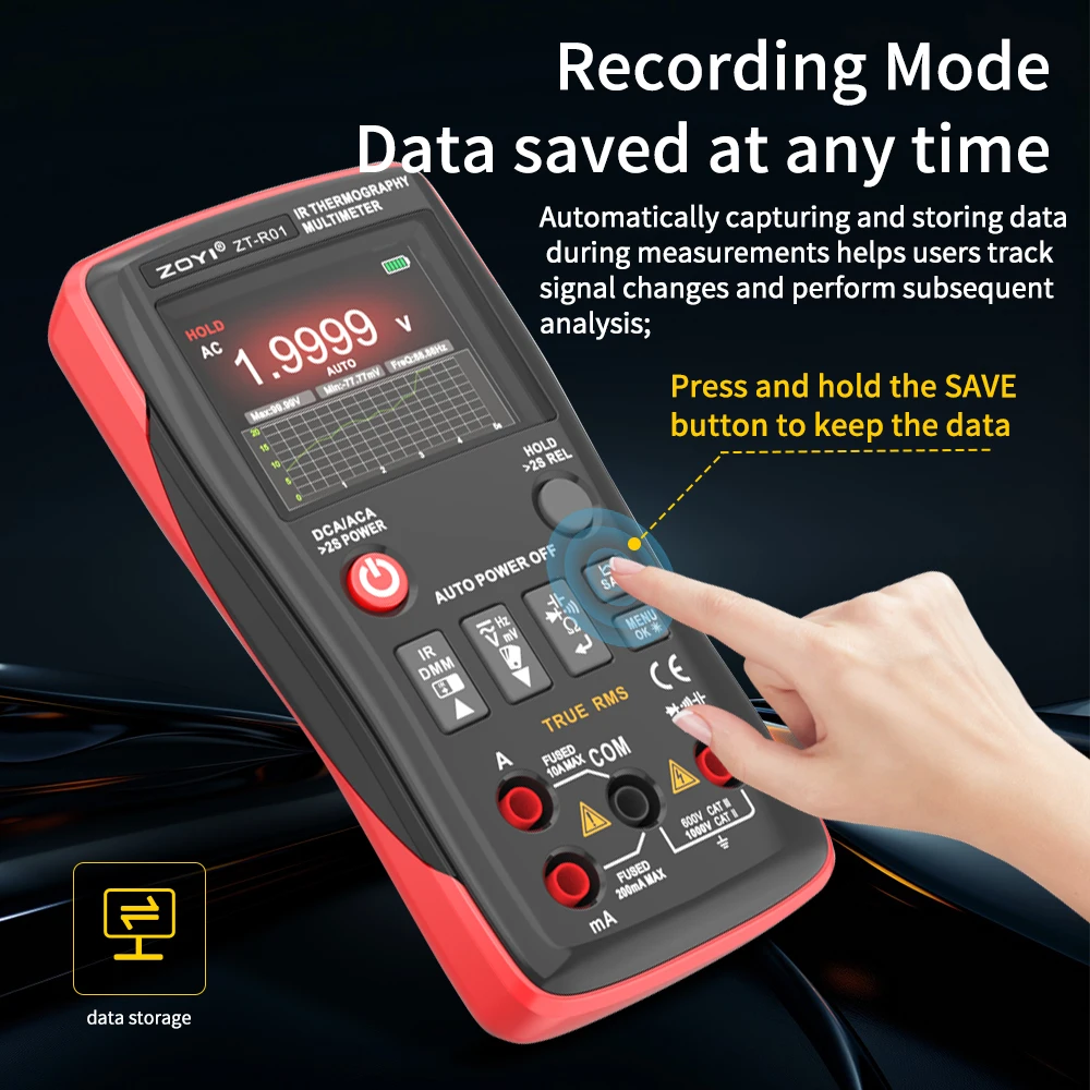 ZOYI ZTR01 2in1 Thermal Imager AC/DC Current Voltage Multimeter IR Camera -20℃ to 550℃ Floor Pipeline Heating Electronic Inspect