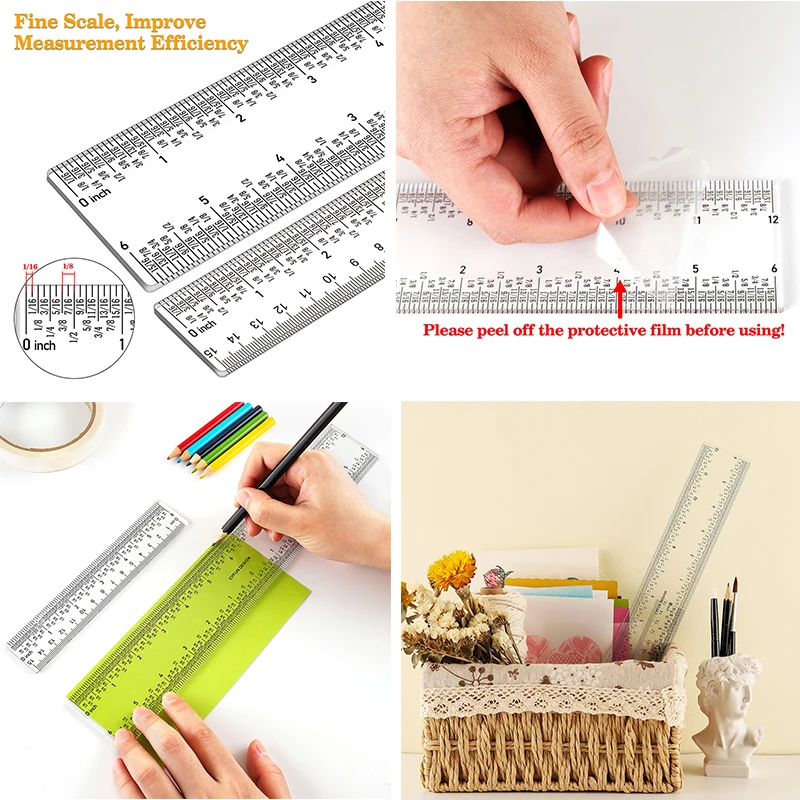 Zero-Centering 12 Inch Clear Acrylic Ruler for DIY Craft Making Measurements Kid Learning Tools.