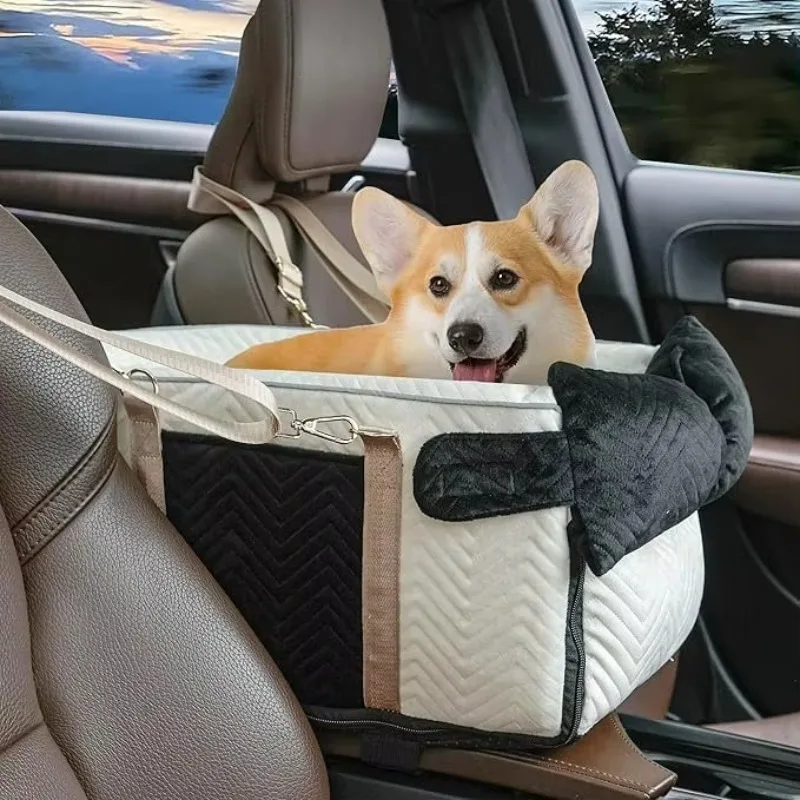 

Adjustable portable center console removable pet car seat