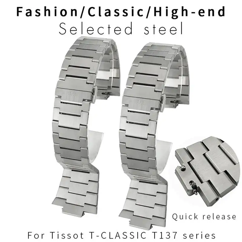 

SCHIK For Tissot 1853 PRX Series T137.410A T137407A High Quality Fine Steel Watch Strap T137 Silver Steel Watchband 11mm 12mm