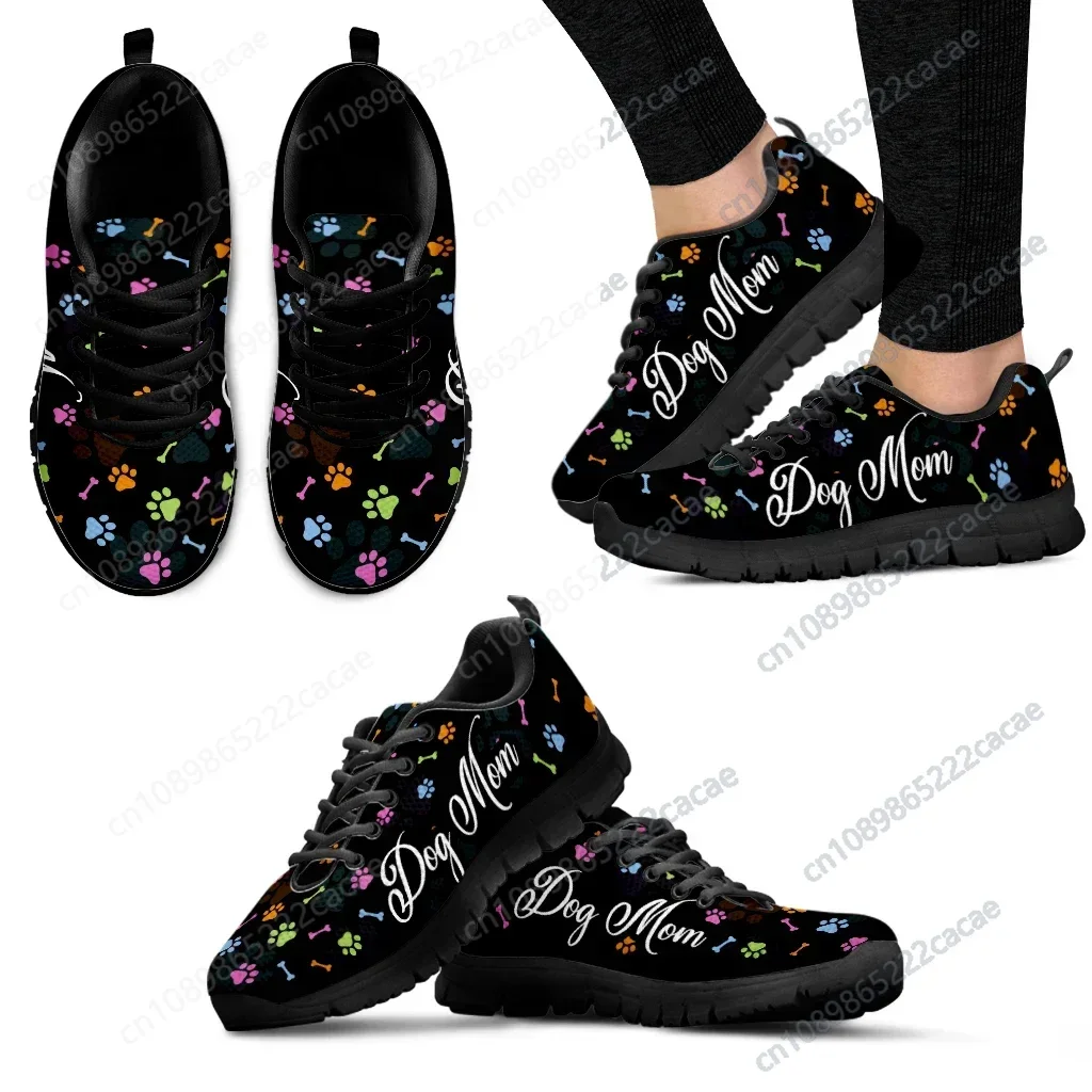 

Colorful Dog Paw Print Sneakers For Women Dog Mom Designer Sport Shoes Black Lace Up Casual Girls Tennis Shoes Mujer