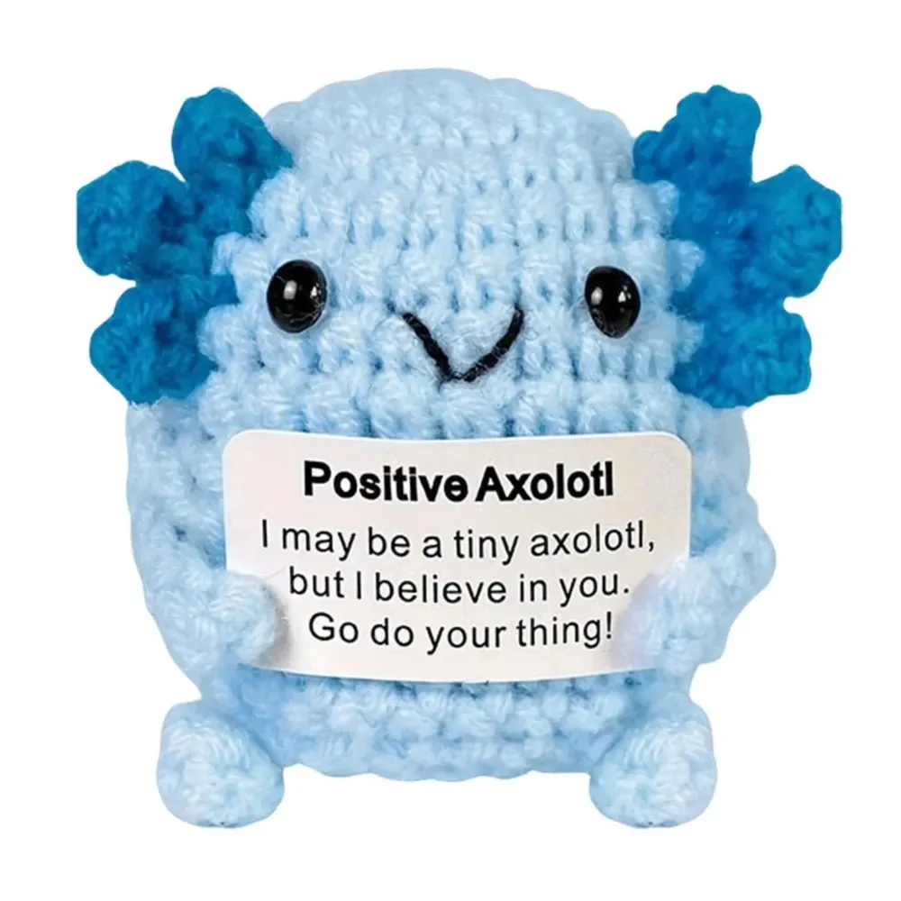 Yarn Positive Crochet Axolotl Handmade Mini Doll Uplifting Knitting Toy Cute Emotional Supporting Animal Axolotl Gifts