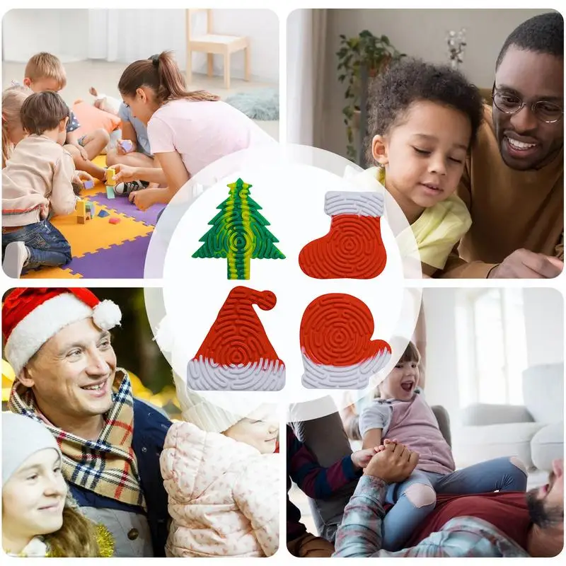 Tablero de actividades sensoriales de silicona, juguete tranquilo Montessori, juego de mesa de actividades de aprendizaje, juguete para aliviar el estrés para niños, regalo de Navidad