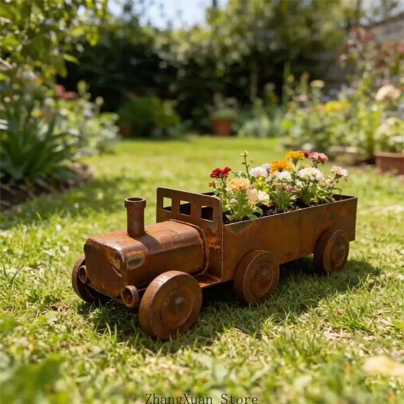 Miniatur-Lokomotive-Form-Garten-Pflanzgefäß für Terrassen, Hofdekoration, 3 x – Detail 5