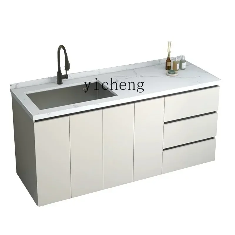 Balcony Laundry Cabinet Set Open-Air Stainless Steel Sink Waterproof