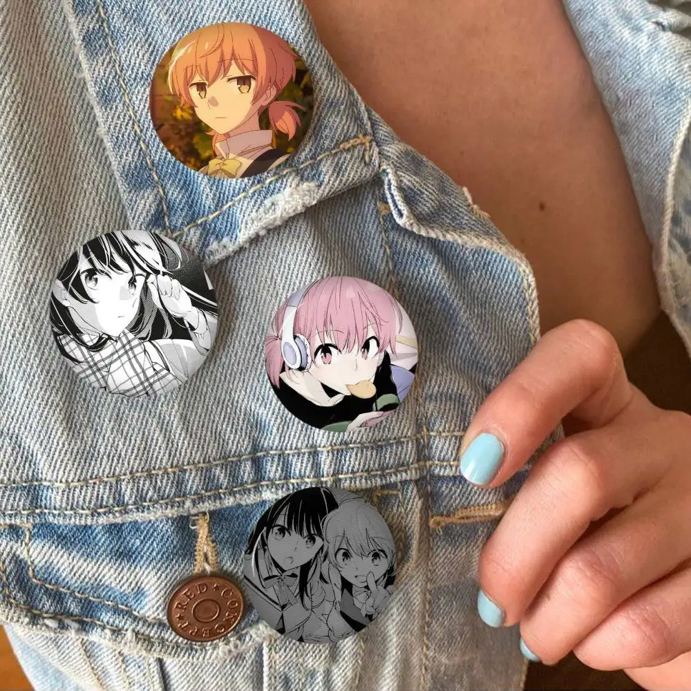 Anime Button Pin Minimalist Y2K Psychedelic Retro Brooch Bag Lapel Badge Bloom Into You Jewelry Gifts