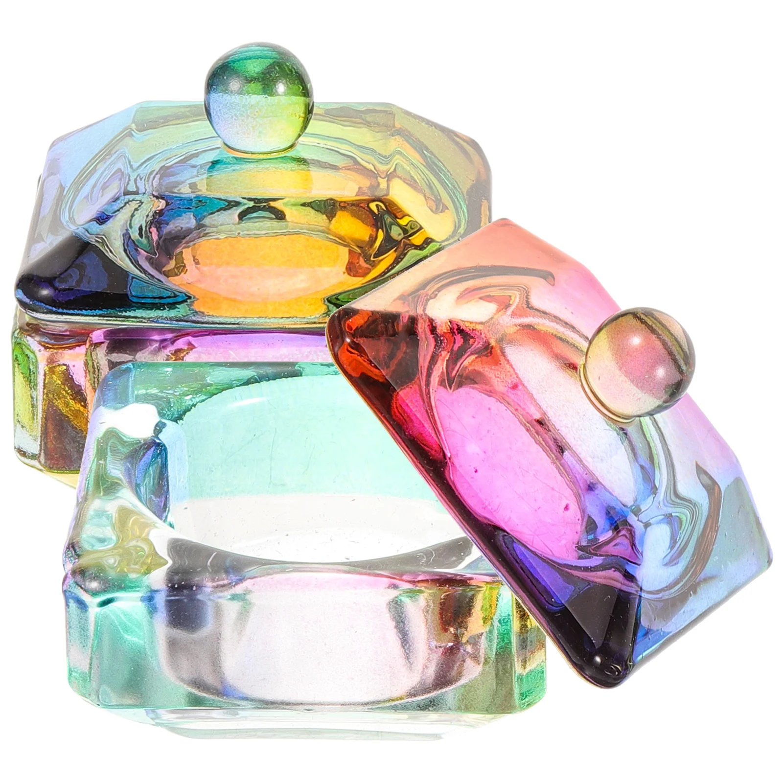 2Pcs Crystal Glass Nail Dish Bowl Acrylic Powder Mixing Manicure Accessories Practical Gift Home Salon Use Nail Accessories