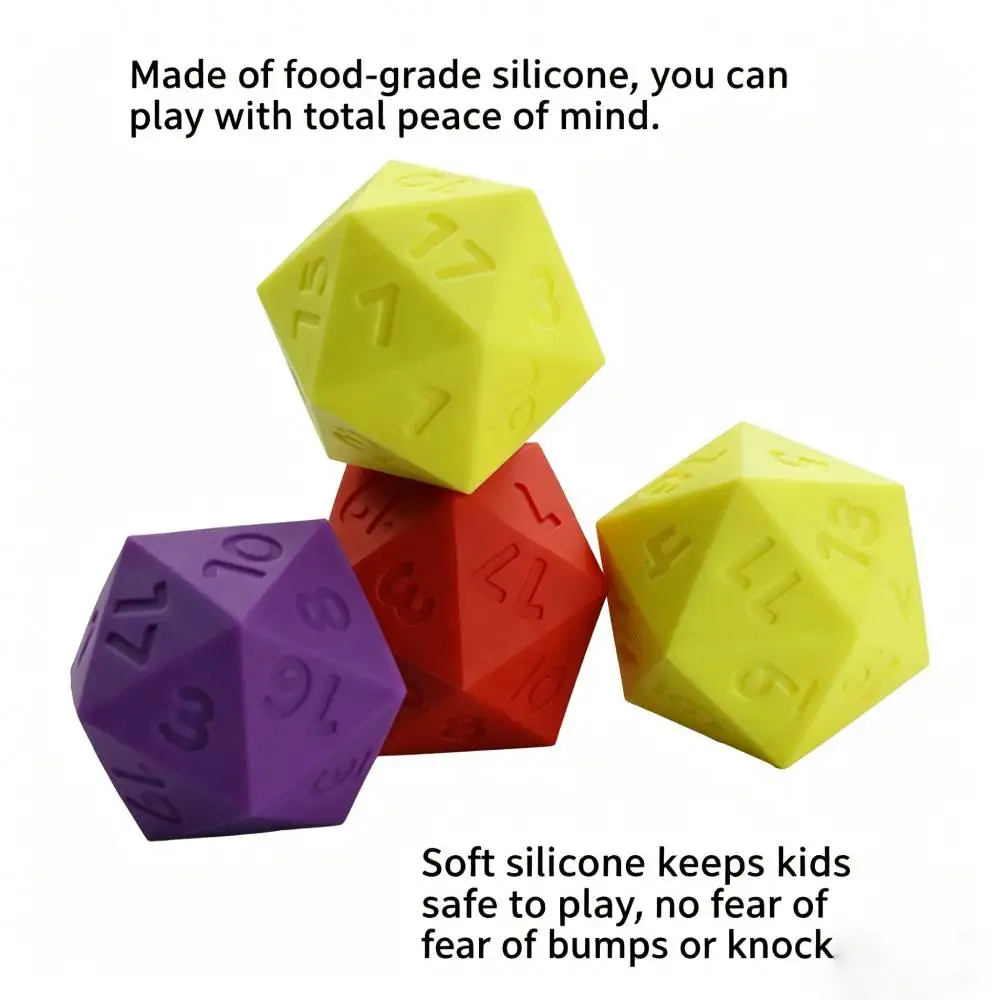 

58MM Large D20 sided Silicone Dice Game Props Dice D20 Tabletop Games Casual Digital Dice for Children Kids Birthday gifts