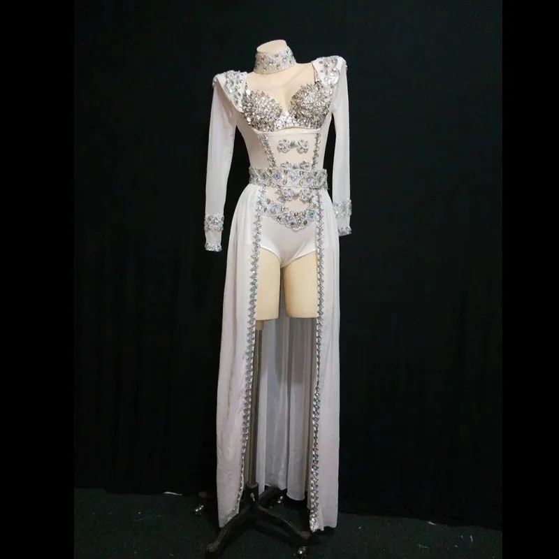 

Women's Sexy Crystal Bodysuit Leotard Female Singer Dancer Bodysuit Costume Party Nightclub Prom Dance Troupe Dance Shower Feast