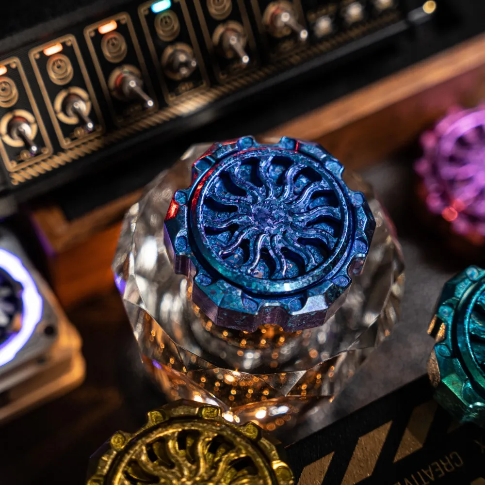 9 HAND EDC Ice Crystal Titanium ENGINE Limited Edition 99 Fidget Spinner Adult Sensory Toys Multi-blade Fidget Spinner