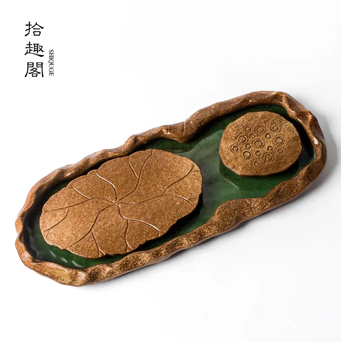 Coarse Pottery Tea Tray, Lotus Pod, Leaf Ceramic Pot, Holder, Water Storage, Dry Brewing Table, Kung Fu