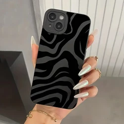 Wave Pattern Print Black Silicone Case For Samsung Galaxy A16 A56 A35 A55 A34 A54 A53 S25 S24 S23 Ultra S22 Plus S21 FE 5G Cover