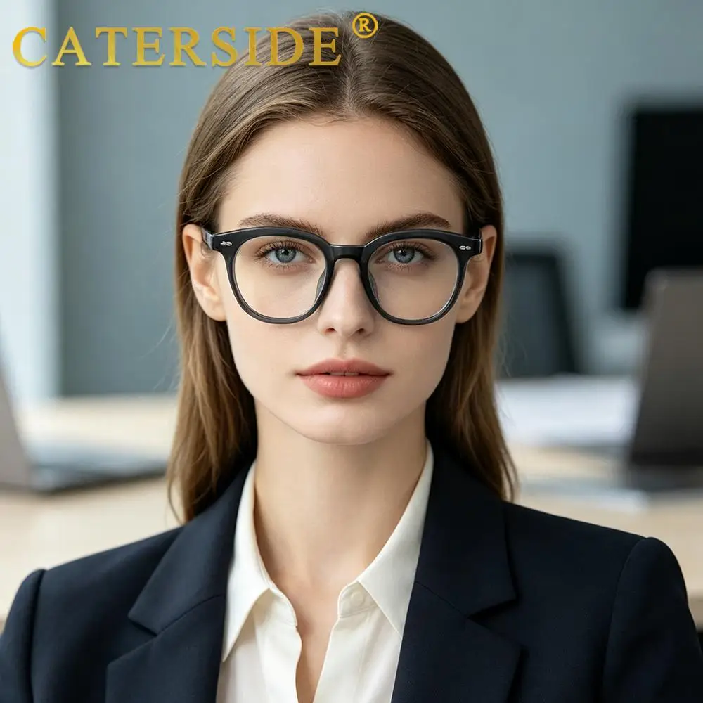 CATERSIDE Klassische Herren-Anti-Blaulicht-Brille Tr-90 Ovaler Brillenrahmen Damen Mode Computer Blaulicht-Schutzbrille – Detail 4