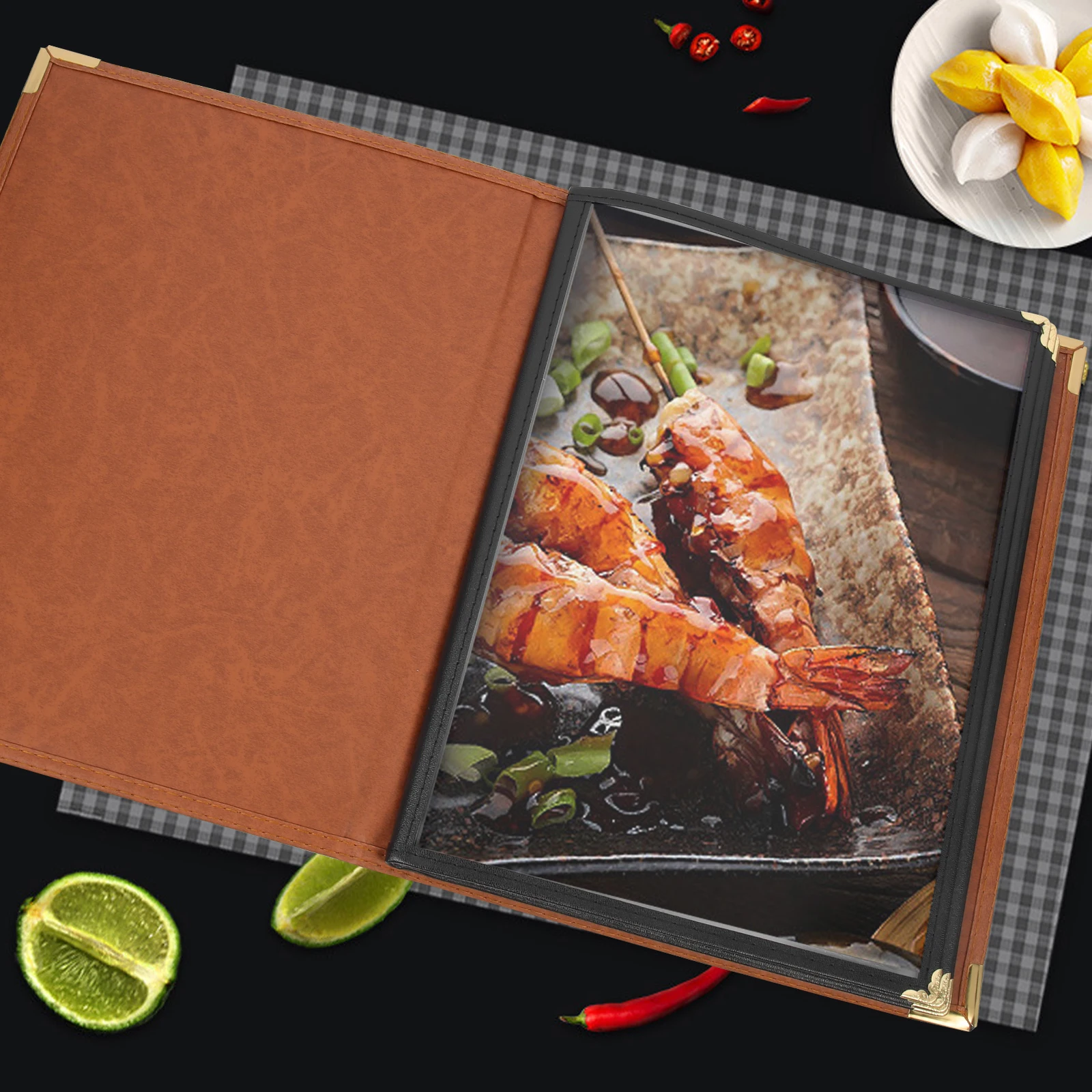 

Recipe Book Restaurant Menu Covers Transparent Clear Sleeves Round Holder Pu Folder Pvc