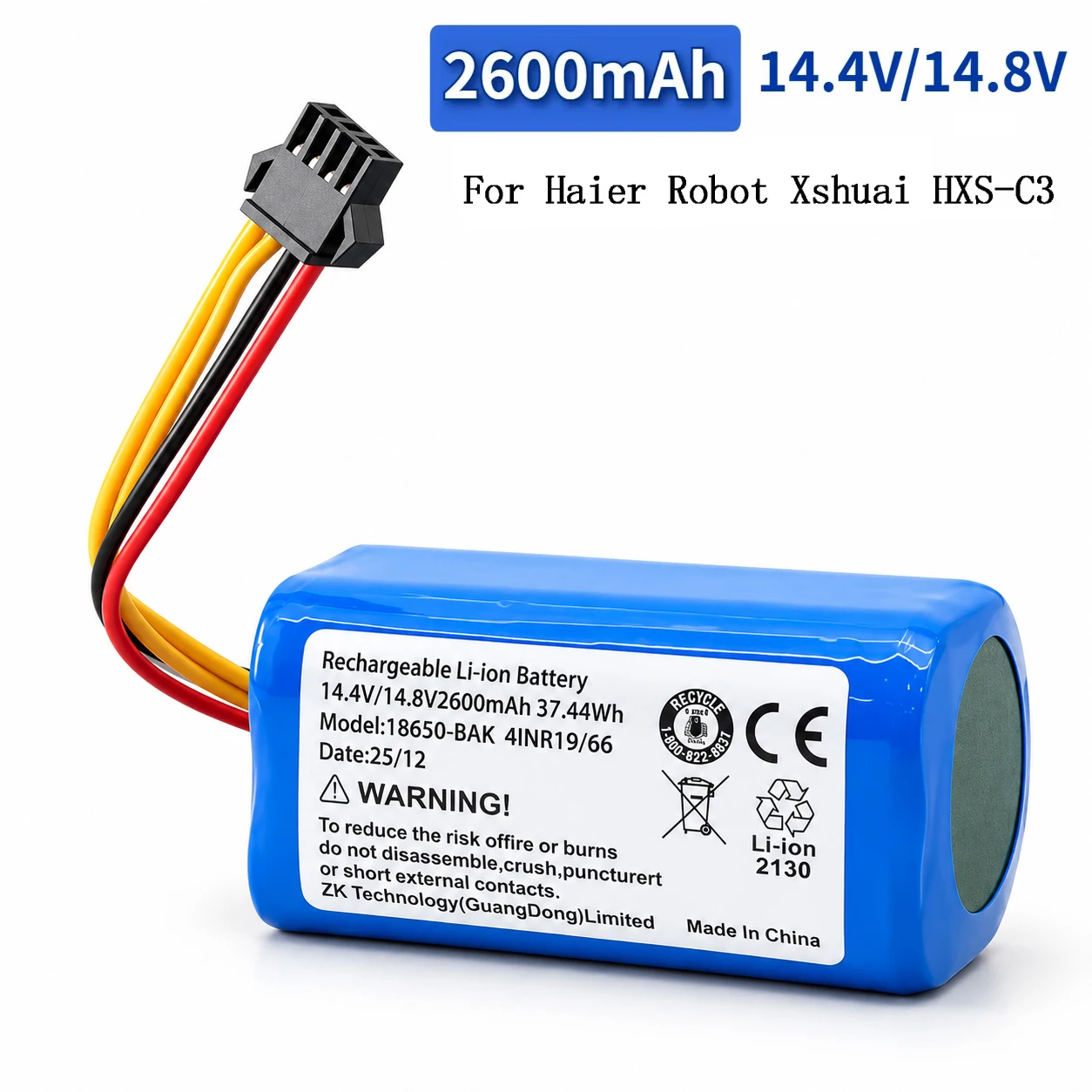 Akumulator litowy 14,4V/14,8V 2600mAh kompatybilny z robotami odkurzającymi, robotami sprzątającymi, 100% wysoka jakość, rzeczywista pojemność. — zdjęcie produktu 2