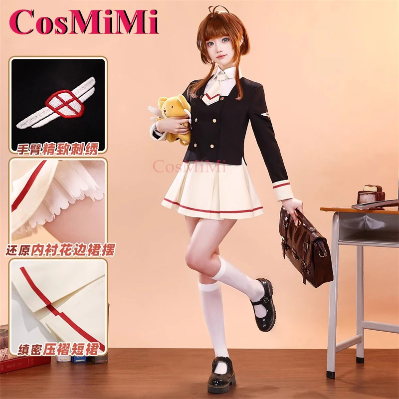 CosMiMi Anime Cardcaptor Sakura Kinomoto Sakura Cosplay Costume Junior JK School Uniforms Carnival Party Role Play Clothing New