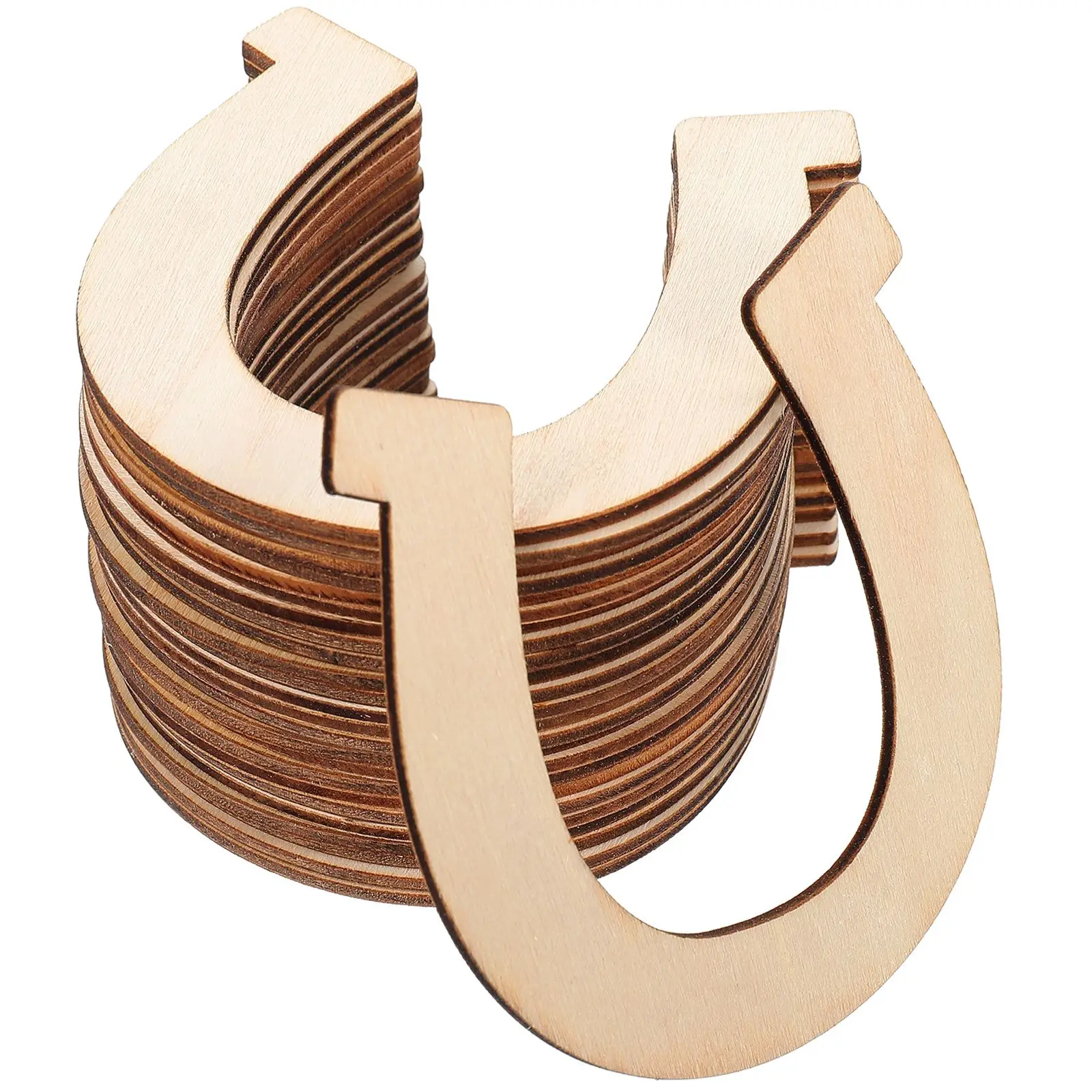 

48 Pcs Wooden Pendant Horseshoe Cutouts Unfinished Wood Slices Kids Graffiti Toys H made Home Diy Home Decors Decors